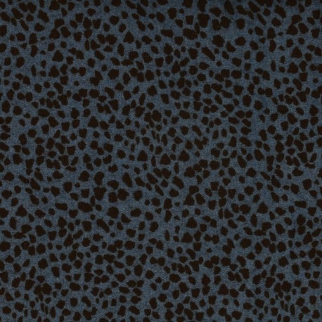 Coupon 3m Tissu Jersey Imprimé Leopard Fond Bleu 