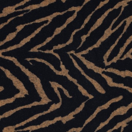 Coupon 3m Tissu Jersey Imprimé Zèbre Fond Camel