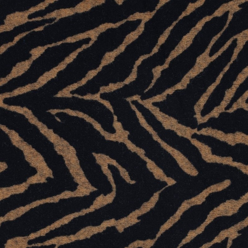 Coupon 3m Tissu Jersey Imprimé Zèbre Fond Camel