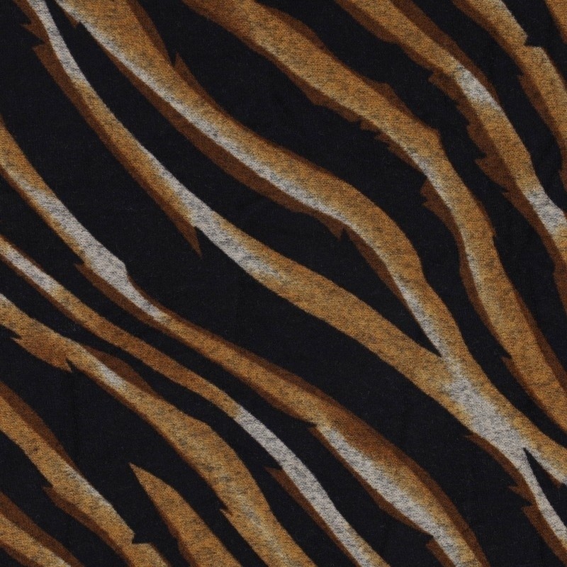 Coupon 3m Tissu Jersey Imprimé Zèbre Camel 