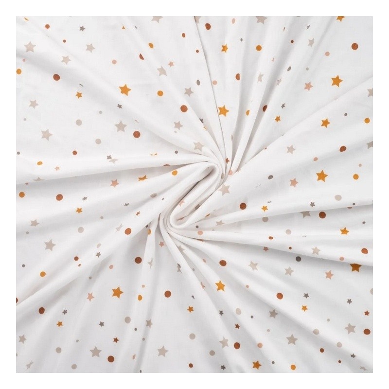 Coupon 3m Tissu Jersey Peau de Pêche Imprimé Etoile Blanc