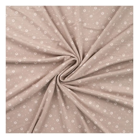 Coupon 3m Tissu Jersey Peau de Pêche Imprimé Fleurs Sable