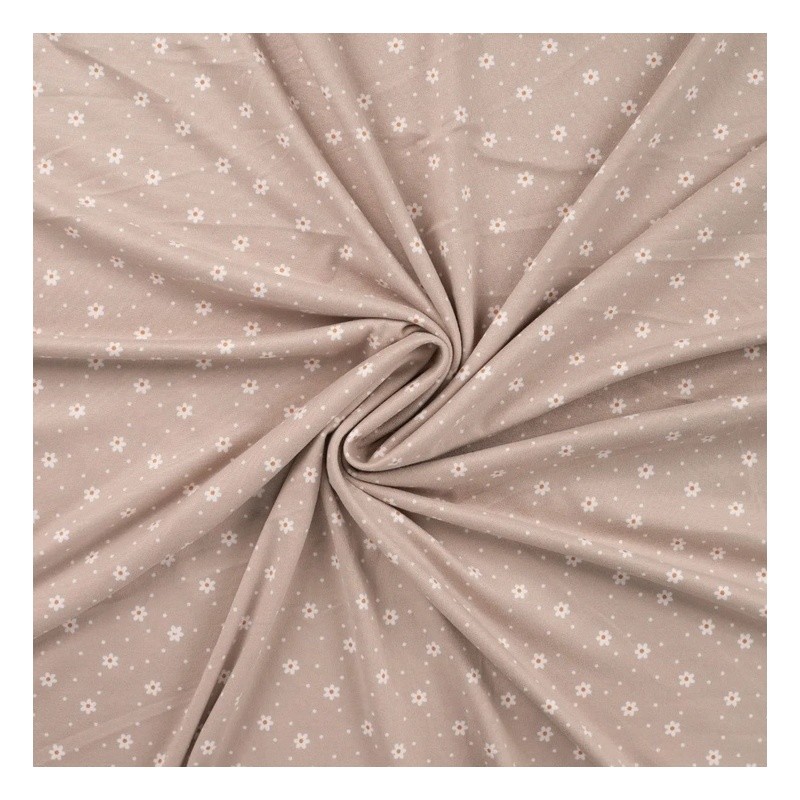 Coupon 3m Tissu Jersey Peau de Pêche Imprimé Fleurs Sable