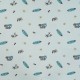 Coupon 3m Tissu Jersey de Coton Imprimé Surf Bleu Ciel