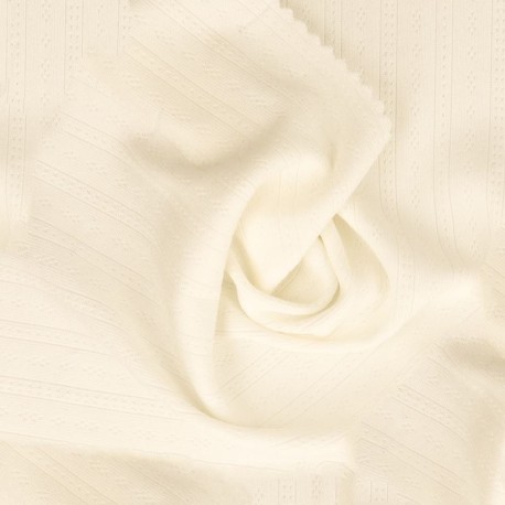 Coupon 3m Tissu Jersey Ajouré Ecru 