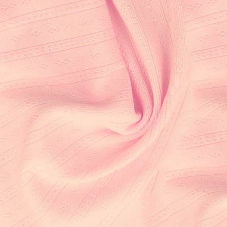 Coupon 3m Tissu Jersey Ajouré Rose