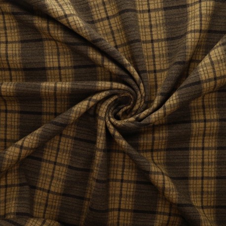 Coupon 3m Tissu Jersey Lainage Motif Carreaux Beige