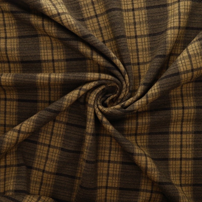 Coupon 3m Tissu Jersey Lainage Motif Carreaux Beige