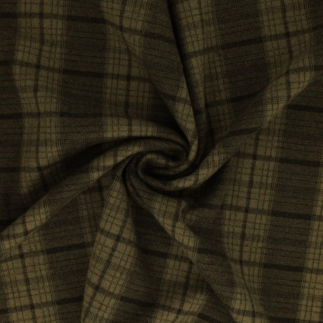 Coupon 3m Tissu Jersey Lainage Motif Carreaux Vert