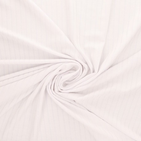 Coupon 3m Tissu Jersey Côtelé Uni Blanc