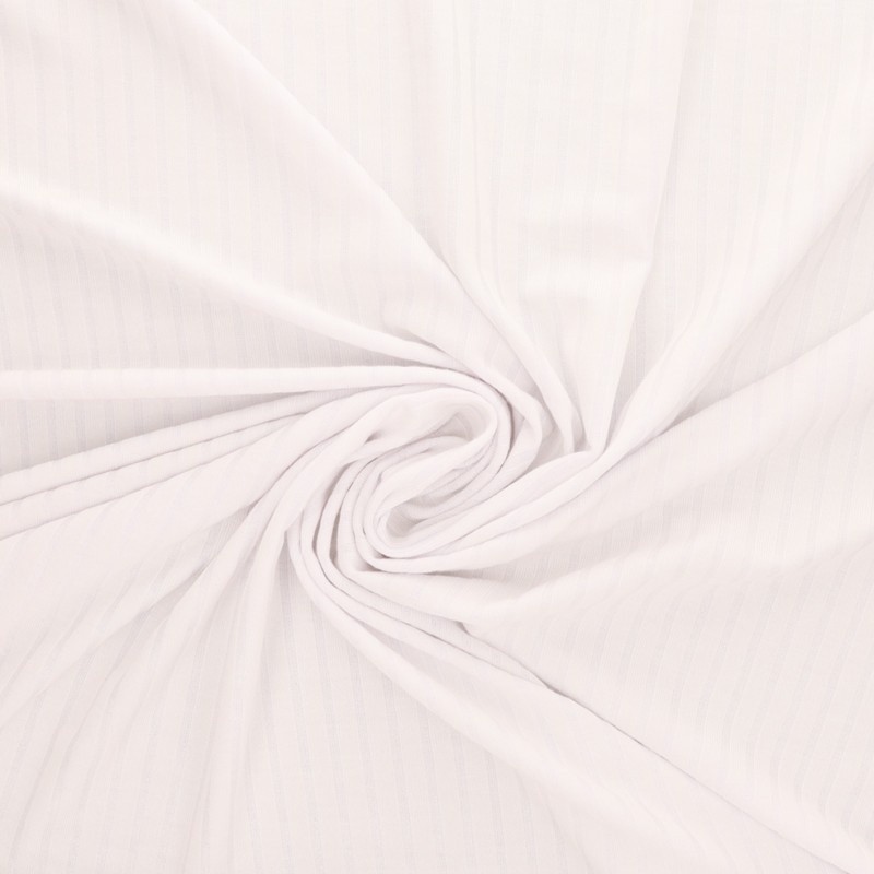 Coupon 3m Tissu Jersey Côtelé Uni Blanc