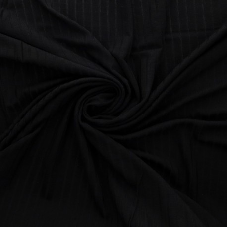 Coupon 3m Tissu Jersey Côtelé Uni Noir 