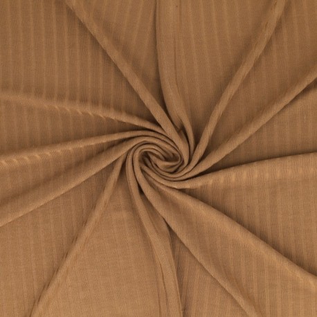 Coupon 3m Tissu Jersey Côtelé Uni Beige Foncé 