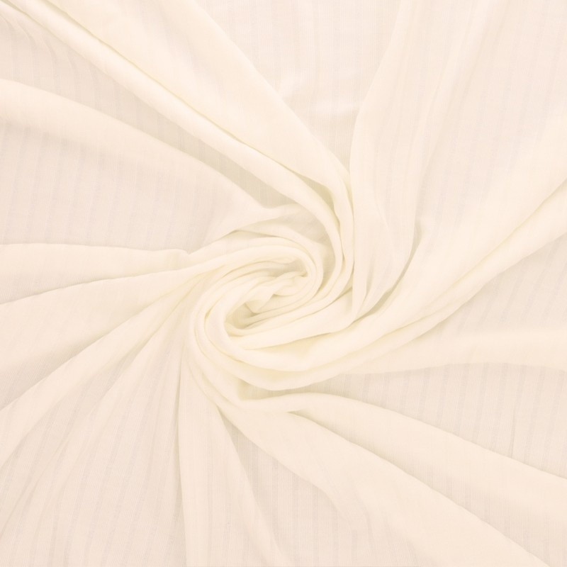 Coupon 3m Tissu Jersey Côtelé Uni Ecru 