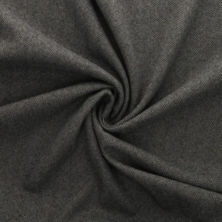 Coupon 3m Tissu Jersey Lainage Motif Chevrons Ardoise