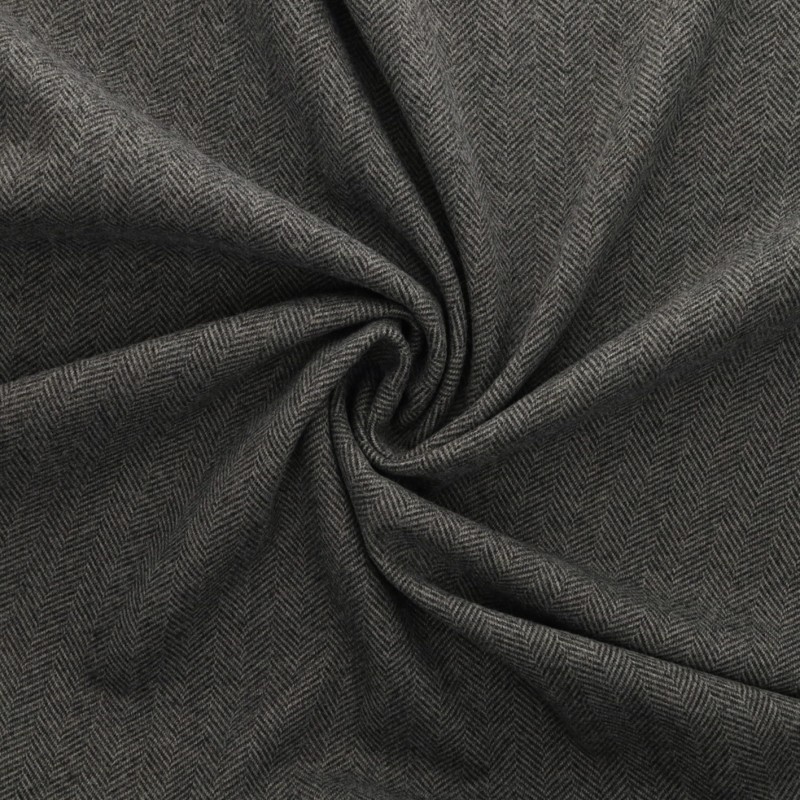 Coupon 3m Tissu Jersey Lainage Motif Chevrons Ardoise