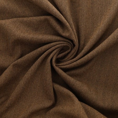 Coupon 3m Tissu Jersey Lainage Motif Chevrons Chocolat