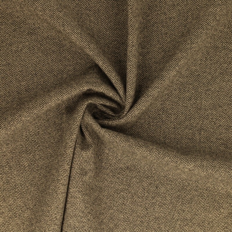 Coupon 3m Tissu Jersey Lainage Motif Chevrons Beige