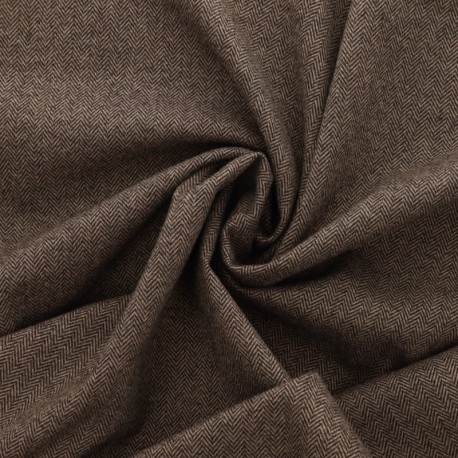 Coupon 3m Tissu Jersey Lainage Motif Chevrons Chocolat