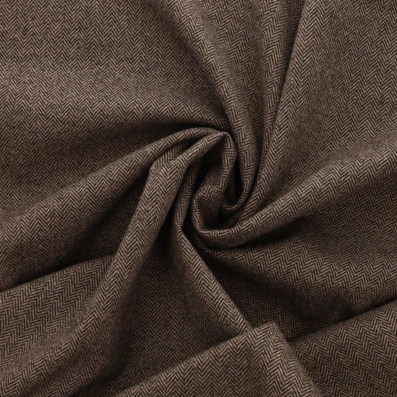 Coupon 3m Tissu Jersey Lainage Motif Chevrons Chocolat