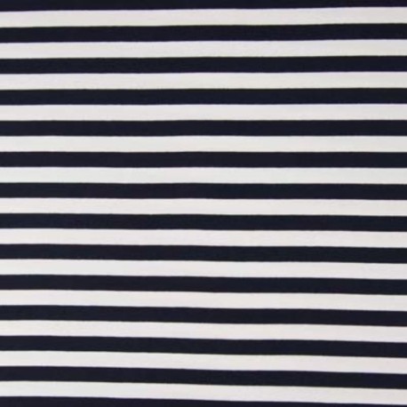 Coupon 3m Tissu Sweat Tisse Teint Rayures Navy 