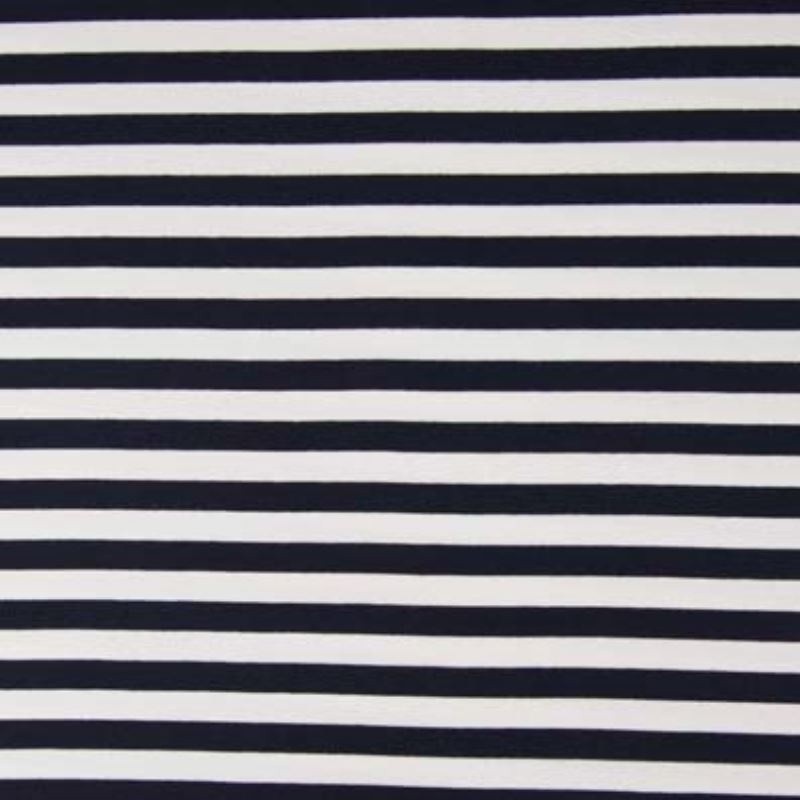 Coupon 3m Tissu Sweat Tisse Teint Rayures Navy 