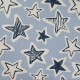 Coupon 3m Tissu Sweat Fench Terry Imprimé Etoile Bleu Ciel 
