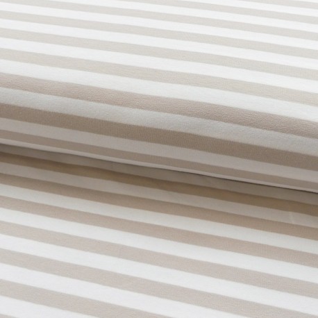Coupon 3m Tissu Sweat Rayures Sable blanc