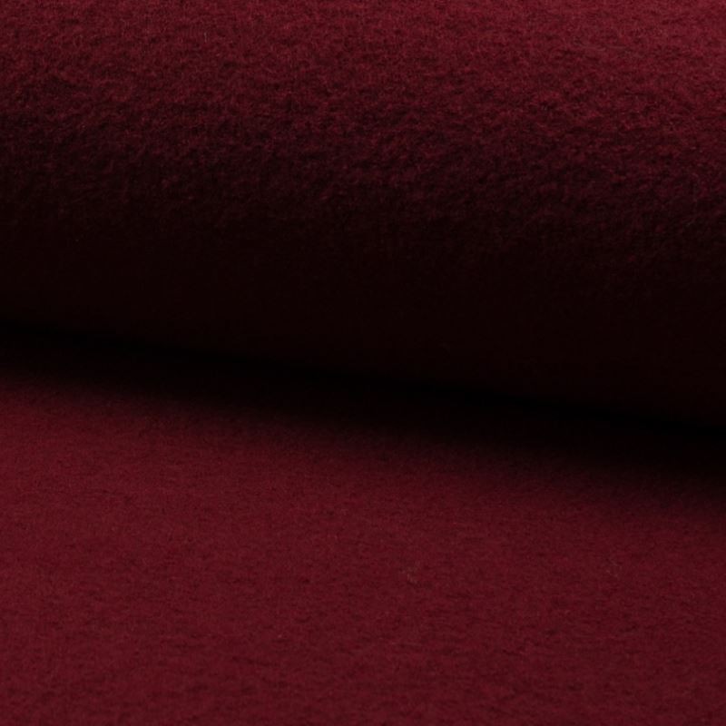 Coupon 3m Tissu Laine Bouillie Uni Vin 
