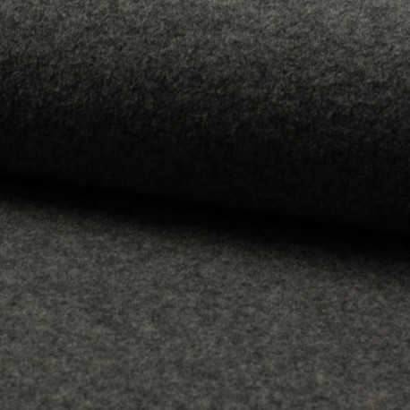 Coupon 3m Tissu Laine Bouillie Uni Gris Moyen