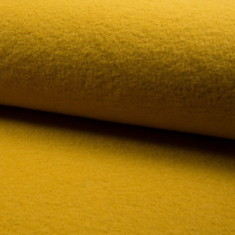 Coupon 3m Tissu Laine Bouillie Uni Ocre
