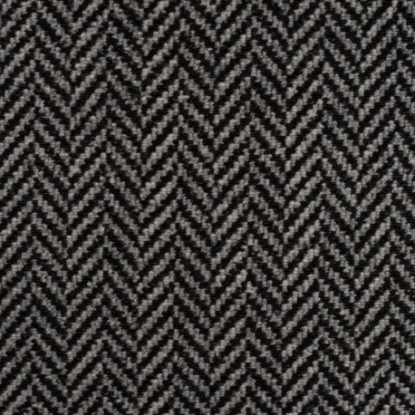 Coupon 3m Tissu Laineux Chevron Ecru Noir