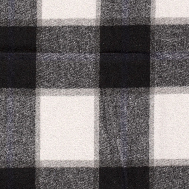 Coupon 3m Tissu Lainage Carreaux Noir 