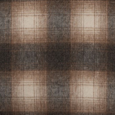 Coupon 3m Tissu Laine Carreaux Camel 