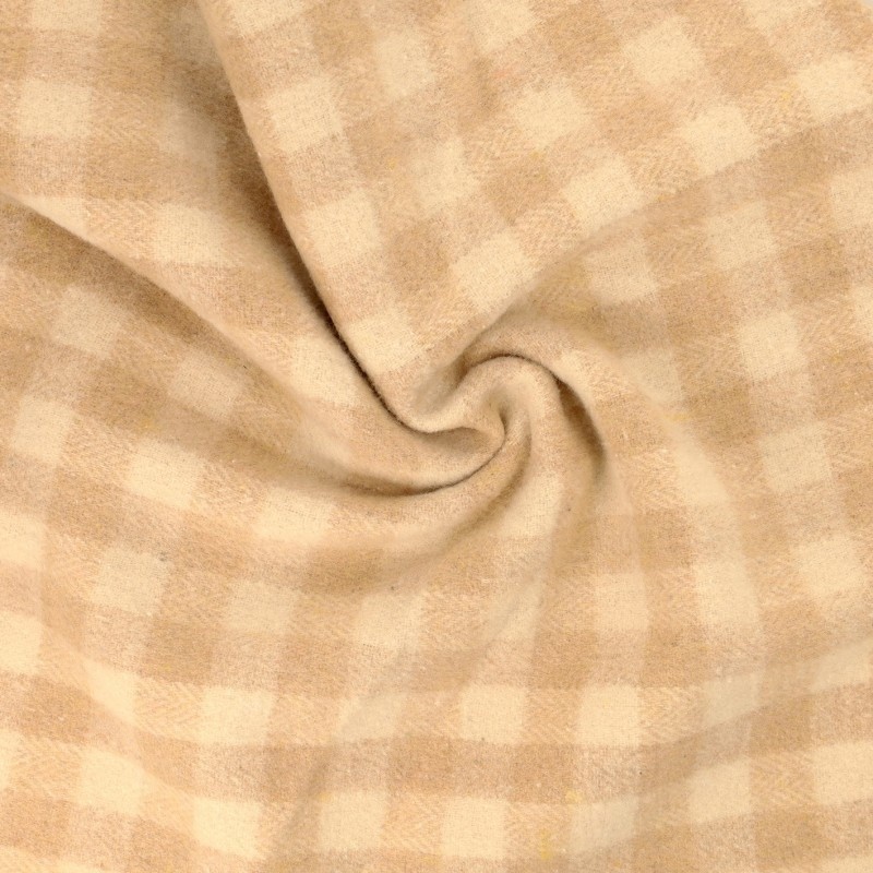Coupon 3m Tissu Carreaux Camel