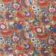 Coupon 3m Tissu Blockprint Impression Tampons Mains Fleur Fond Caramel