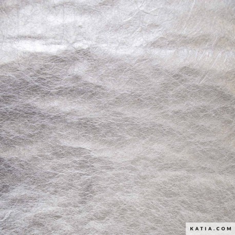 Coupon 3m Tissu Katia Papier Kraft Metallic Lavable Argent 