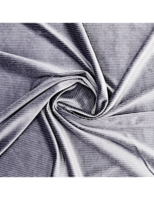 Tissu Velours de Coton à rayures gris