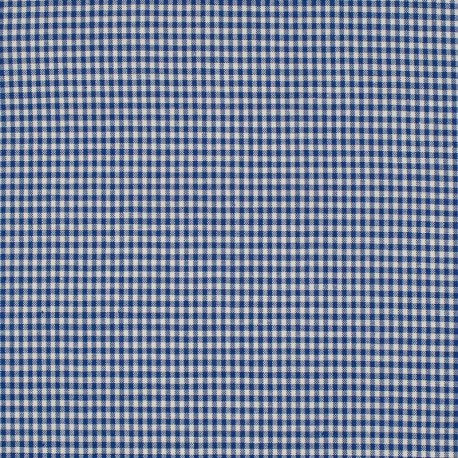 Coupon 3m Tissu Petit Vichy 2mm Bleu 