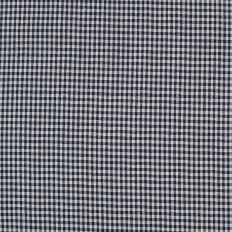 Coupon 3m Tissu Petit Vichy 2mm Bleu Marine 