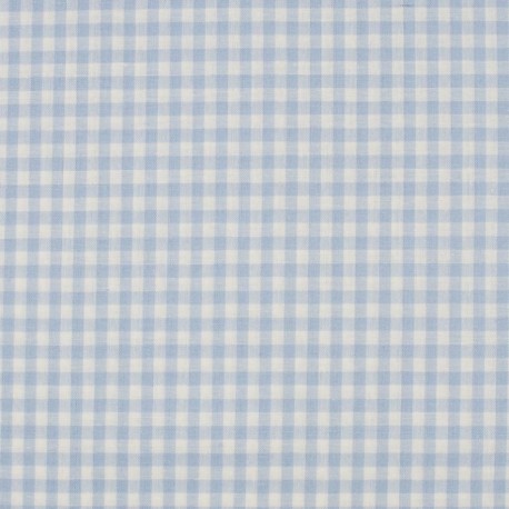 Coupon 3m Tissu Moyen Vichy 5mm Bleu Ciel 