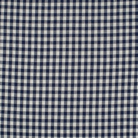 Coupon 3m Tissu Moyen Vichy 5mm Bleu Marine 