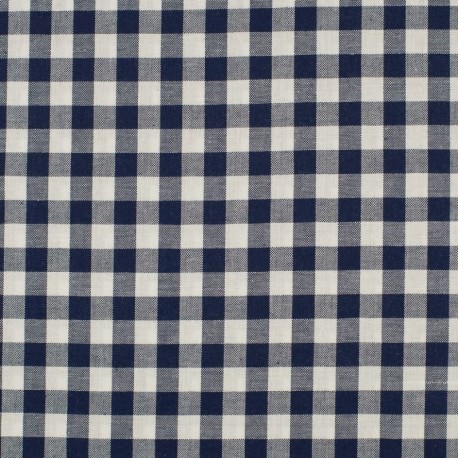 Coupon 3m Tissu Grand Vichy 10mm Navy 