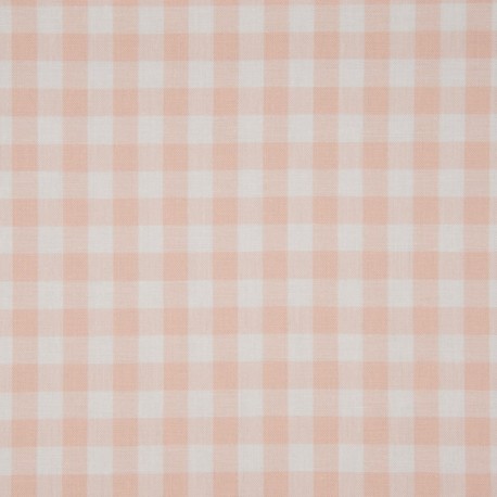 Coupon 3m Tissu Grand Vichy 10mm Saumon Rose