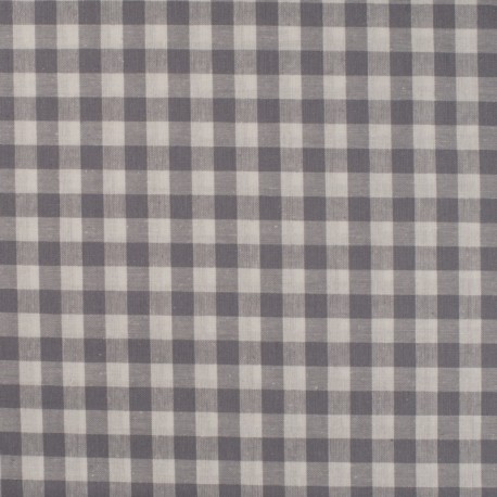 Coupon 3m Tissu Grand Vichy 10mm Gris