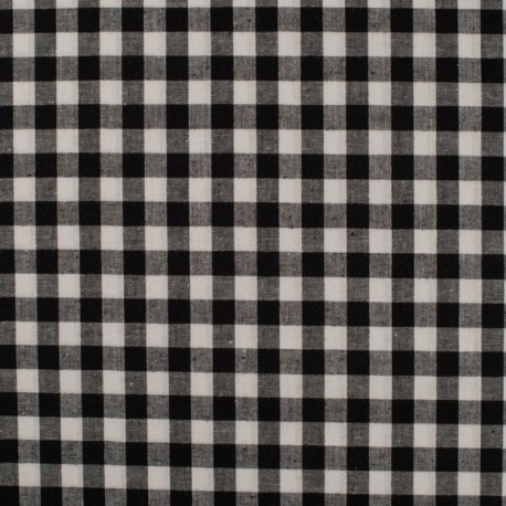 Coupon 3m Tissu Grand Vichy 10mm Noir