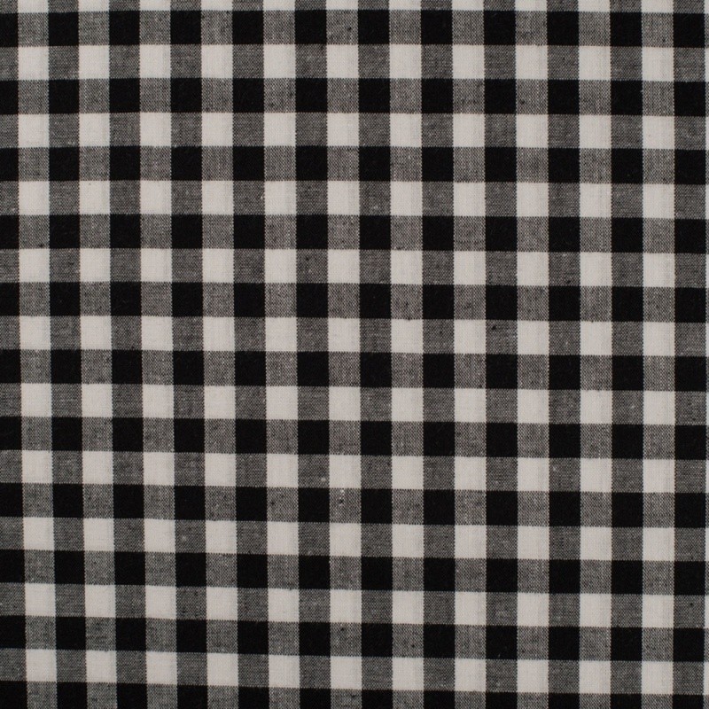 Coupon 3m Tissu Grand Vichy 10mm Noir