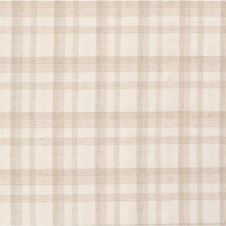 Coupon 3m Tissu Aspect Lin Imprimé Blanc Cassé
