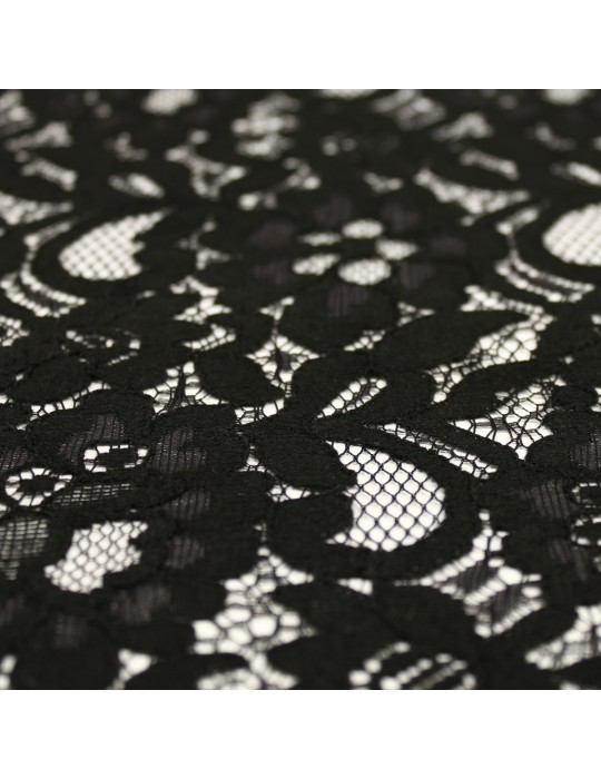 Tissu dentelle fleurs polyester noir