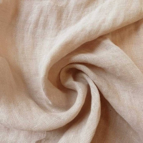 Coupon 3m Tissu Lin Lavé Palm Coloris Poudre 